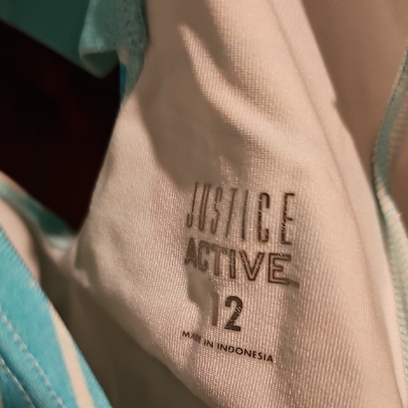 Justice Girls Swirled Blue and White Leotard Size 12 - Picture 3 of 7